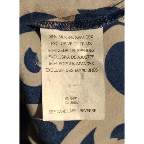 Vintage Y2k Bebe Silk Cobalt Grey Puff Sleeve Scroll Logo AOP Belted Blouse M/L - Picture 14 of 15